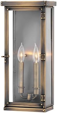 Hinkley Hamilton Medium Wall Mount Outdoor Lantern, Brass Material, Clear Glass, Heritage, Dark Antique Brass Finish