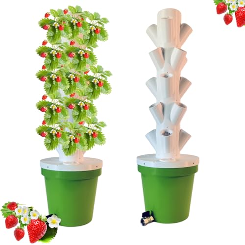 Torre Idroponica, Orto verticale con 2 livelli per la coltivazione di 8 piante. Modello espandibile fino a 10 livelli per 40 piante, coltivazione senza terra, per balconi e terrazzi (VERDE)