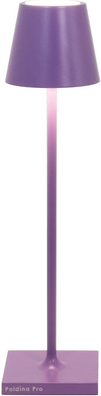 Zafferano, Poldina Micro Lamp, Rechargeable Cordless Table Lamp with Touch Controls, Suitable for Indoor and Outdoor, Dimmer, 2200-3000 K, Height 10.8 Inches, Lilac Color