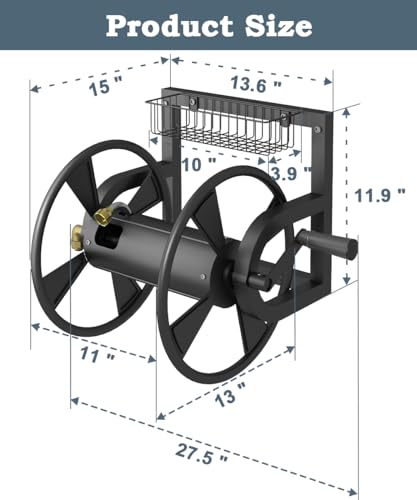 Artigarden AGN-GHR-BLK Outdoor Garden Hose Reel Wall Mount thumb #4
