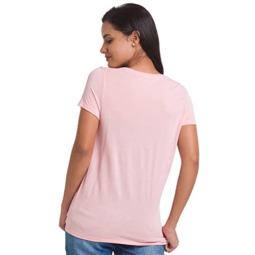 Image of Spykar Women's Cotton Printed Slim Fit T-Shirt