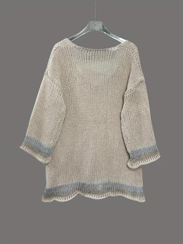 Women's Oversized Contrast Knit Sweater Drop Shoulder Long Sleeve Pullover Sweaters Casual V Neck Loose Fit Tops3