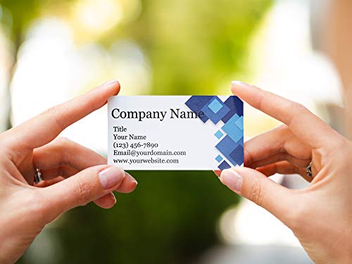 Custom Printed Business Cards - Thick Sturdy Stock - 3.5" x 2" - 100% Made in the U.S.A. (Blue Steel, 100)
