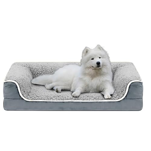 HZYSHH 枕付きみ付きペットベッド、洗える犬ベッド、ソファー-ベッド,猫 ベッド、犬ソファ、犬 冬用ベッド 犬 ソファ犬介護 床ずれ 犬と猫クッション,犬スリーピングパッド'小型、中型、大型のペットに適していますペットマット (D, XL)