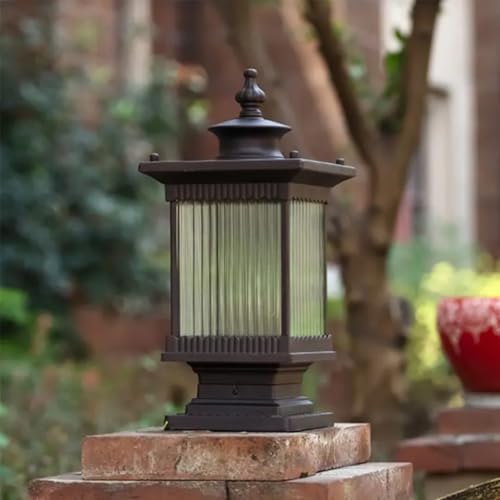 Image of Glowave Decorative Outdoor Coffee Square Post Light Pillar Light Column Light, Waterproof Lantern Post for Patio or Fench Deck, Doorway Porch Pillar Lamp - Warm White (6735-Coffee)