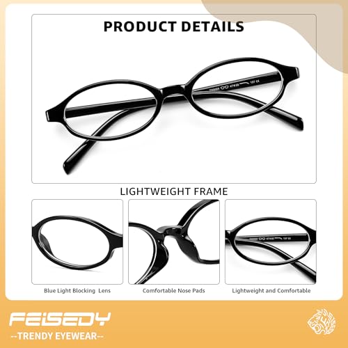 Image of FEISEDY Y2K Retro Oval Blue Light Glasses for Women Fashion Small Face Eyewear Frame 90s Nerd Fake Cosplay Eyeglasses B0258