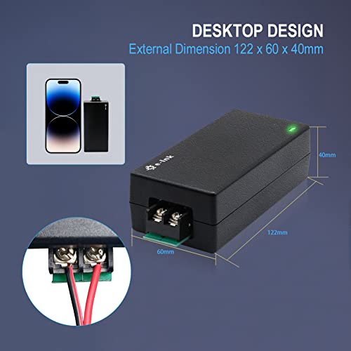 Image of Gigabit Passive PoE Injector 24W POE Adapter 36-72V DC Input 24V PoE Output Converter (Not for 802.3af /at Devices) Compatible with 24V Passive Netgear and Mikroik Devices