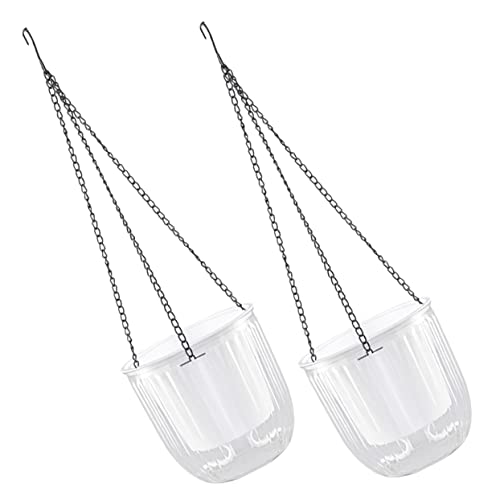 TOGEVAL 2 Piezas Maceta Colgante Autorriego Cadenas Desmontables Interiores y Exteriores Drenaje y Material Resistente
