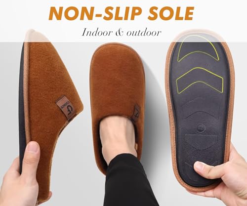 Image of COFACE Unisex Mens Womens Cozy Memory Foam Scuff Slippers Casual Slip On Warm House Shoes Indoor /Outdoor Felt Sandal Slippers Size 4-15
