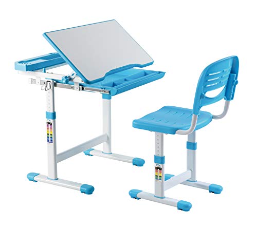 Mount-It! Kids Desk and Chair Set, Height Adjustable Ergonomic Children's School Workstation with Storage Drawer Blue Mount-It! Kids Desk and Chair Set, Height Adjustable Ergonomic Children's School Workstation with Storage Drawer Blue