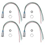Adfaga Vorverkabelte runde LEDs, zweifarbig, gemeinsame Kathode, 10 mm, Anzeigeleuchten, 4 Sätze für Auto-Computer-Modifikation, industrielle Steuerung, Messing verchromt, M10 x 0, (Rot Grün)