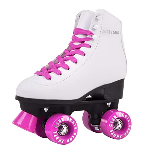 Skate Gear Extra Support Quad Roller Skates For Kids And Adults (Pink, Women's 7 / Youth 6 / Men's 6) #TOP2
