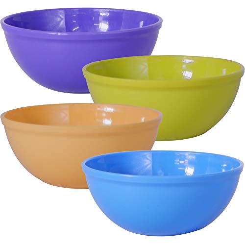 Wonder Sigma 2000 Microwave Safe Multipurpose Plastic Bowl Set, 4 pc Mixing Bowl 2400 ml, Dark Blue Yellow Green Violet Color, Made in India, KBS02344