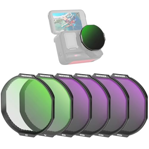 NEEWER Filter Set Compatible with Insta360 Ace Pro 2 US Version Only (Octagonal Lens Shape) UV/PL/ND8/16/32/64 Snap On Multicoated Polarizing Filter Action Camera Lens Accessories FL-C80