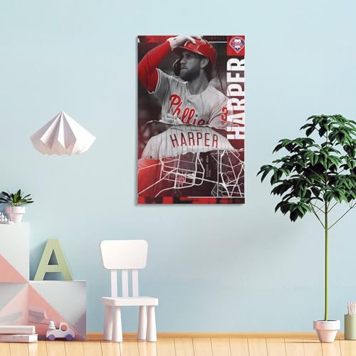 メジャーリーグベースボール（MLB）フィラデルフィア・フィリーズの選手ブライス・ハーパーのポスター 壁飾り バスルーム 寝室装飾 油彩画 ウォールアート 素晴らしいギフト16x24inch(40x60cm) [4]
