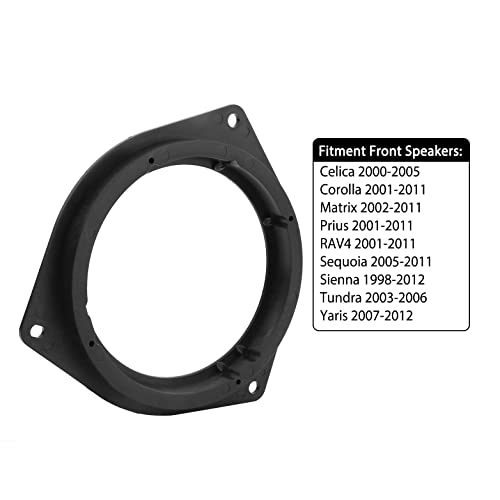 6.5\" Car Speaker Spacers Adapter (2pcs) Fits for Toyota Crown Reiz, Plastic Black Mounting Spacer Adaptor Ring - Thumbnail 5