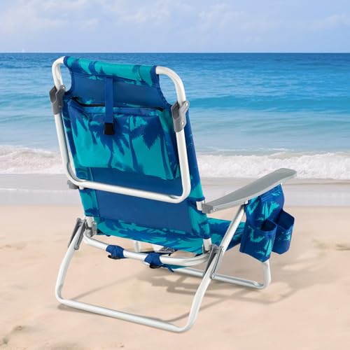 Chaise de plage pliable GYMAX avec barre porte-serviette et sac isotherme - 3