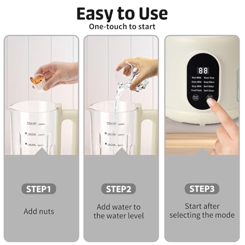 Image of Automatic Nut Milk Maker, 8 in1 40oz Soybean Milk Machine for Homemade Almond, Oat, Soy, Coconut, Plant-Based Milk and Non Dairy Beverages, 12 Hours Timer /Auto-clean /Room Temp /Keep Warm /Boil /Low-Noise