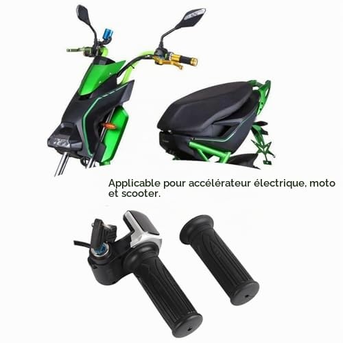 Poignée D'accélérateur électrique à Demi-torsion 36 V avec Indicateur de Puissance LED Verrouillage à Clé pour Vélos électriques Scooters Noir