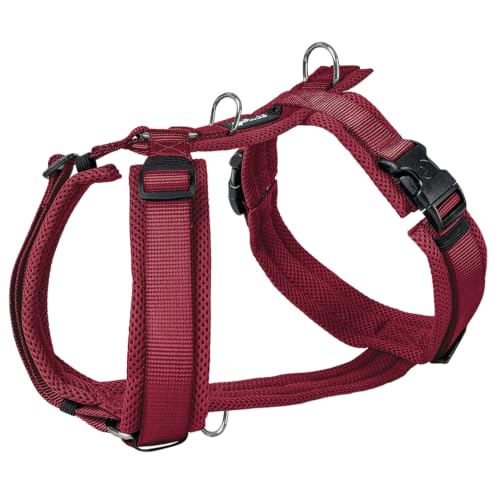 Petlando Hundegeschirr gepolstert, Mesh Y-Comfort, weich, stufenlos verstellbar, besonders leicht & atmungsaktiv, fellschonend, ergonomisch, Brustgeschirr für mittelgroße Hunde, Bordeaux, M