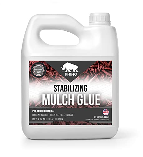 Rhino Stabilizing Mulch Glue Advanced Mulch Binder for Landscaping Pea Gravel, Rubber Mulch, and Straw Binder- Ideal for Landscape Maintenance and Adhesive Needs (1 Quart). -  Peach Country