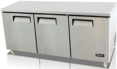 Migali C-U72R 72" Competitor Series Undercounter And Work Top Refrigerator With 24.5 Cu. Ft. Capacity 3 Shelves Stainless Steel Construction 115 Volts And Digital Controllers In Stainless #TOP22