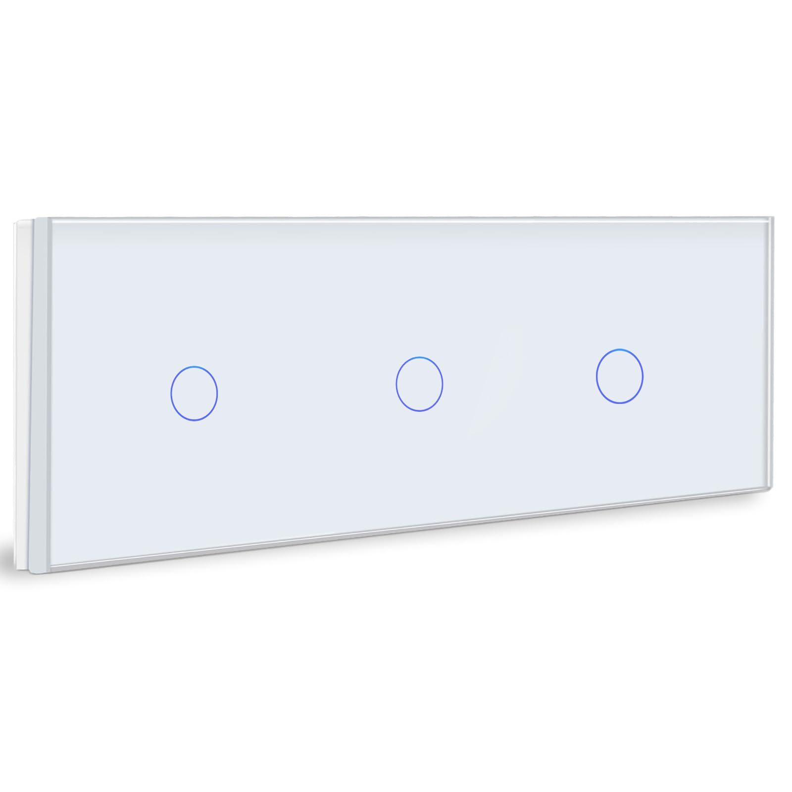 BSEED Touch Lichtschalter Dreifach 1 Fach 2 Wege Glas Lichtschalter Weiß Led Touch Schalter Touchscreen Funktioniert mit LED Lampe 228mm EU Standard