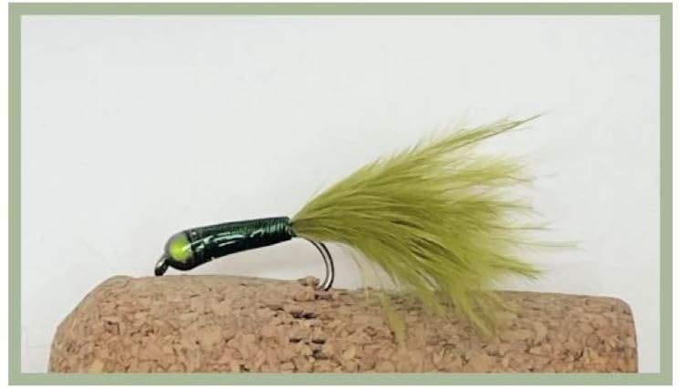 Salking bug trout flies, Olive marabou, Barbless, size 10, choose quantity, Stalking Flies (3)