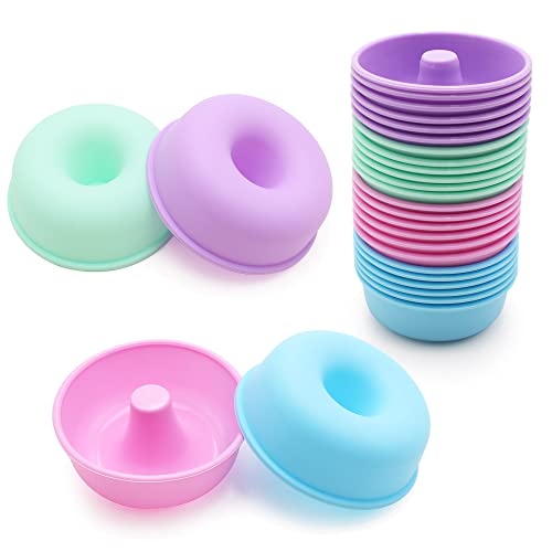 To encounter 24 Stück Silikon-Donut-Formen zum Backen, Antihaftbeschichtete runde Donut-Formen, wiederverwendbare Backformen, Muffin-Cupcake-Formen, 2,5 Unzen Bagel-Pfanne