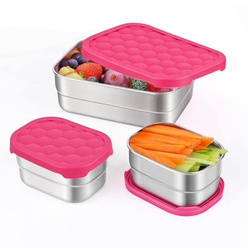 Tanjiae Stainless Steel Lunch Box for Kids | Leak Proof 304 Stainless Steel Snack Containe...