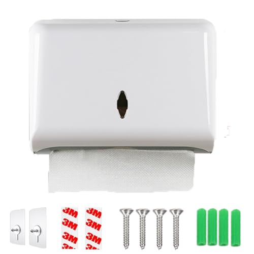 Papierhandtuchspender, kommerzielle Papierhandtuchspender für Badezimmer, Küche, Wandmontage, Papierhandtuchhalter, C-Falzung/Multifalzung, Papierhandtuchspender (weiß)