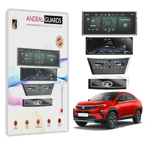 Image of Screen Guard For TATA CURVV 2024 | 12.3 INCH INFOTAINMENT + INSTRUMENT CLUSTER + STEERING + AC Protector | TataCurvv Car Digital Display Accessories [Not Tempered Glass]