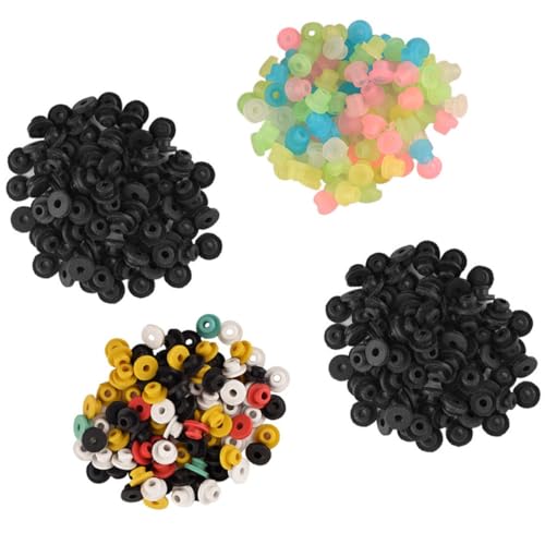 GLEAVI 400 Piezas de Ojales de Silicona para Máquina de Tatuajes, Cojines de Aguja en Colores Aleatorios y Negro, 100piezas Coloridos 200piezas Negros 100piezas Semitransparentes,