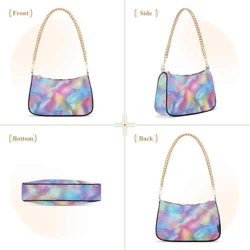 Clutch Shoulder Bags Tote Evening Purse Handbags for Women Tie Dye Stripes Rainbow Pattern Hobo Bags with Zipper Closure2
