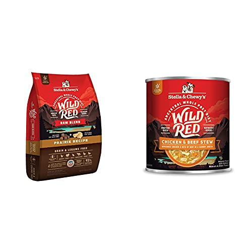 Stella & Chewy's Wild Red Raw Blend Kibble Dry Dog Food Grain Free Prairie Recipe, 21Lb Bag + Wild Red Chicken & Beef Stew Wet Dog Food, 10Oz Cans (Pack Of 6) #TOP17