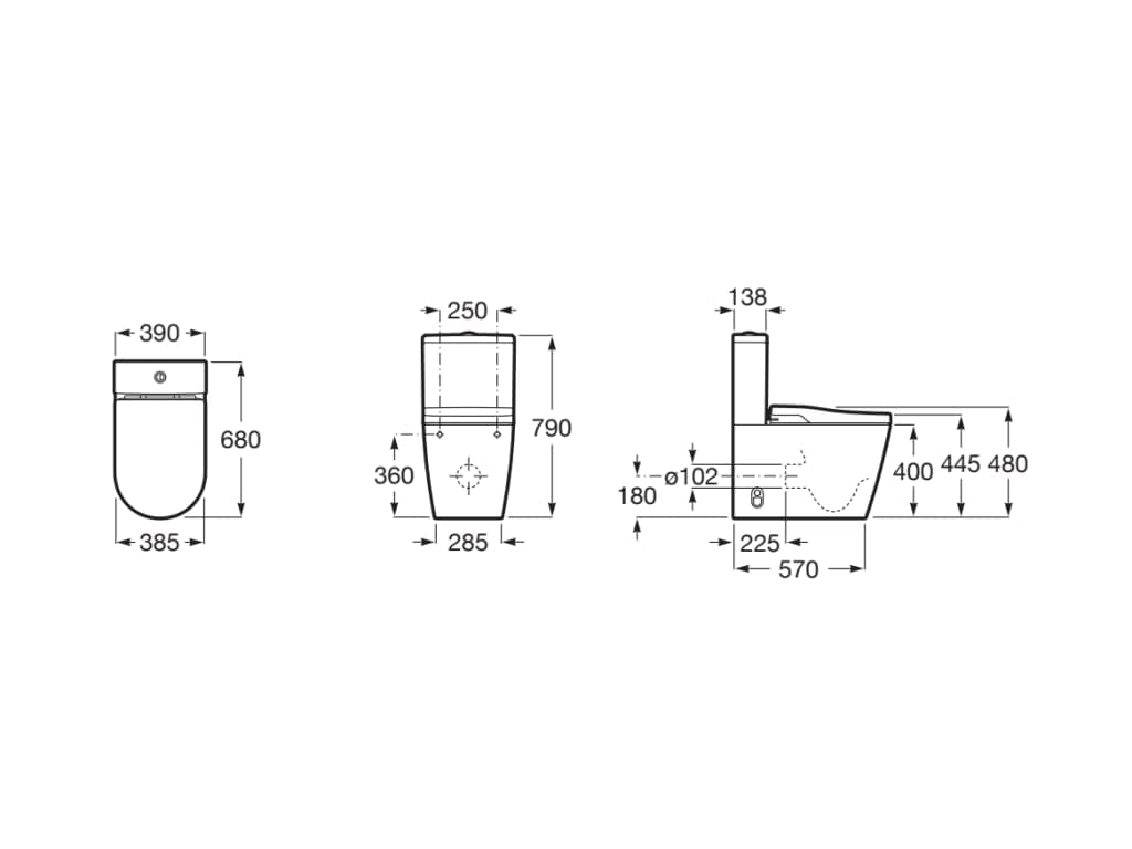 Roca,INSPIRA,In-Wash® - Smart toilet adosado a pared Rimless con salida dual. Incluye cisterna, tapa y asiento. Necesita toma de red.,Blanco,390mm x 680mm x 790mm,A80306L001