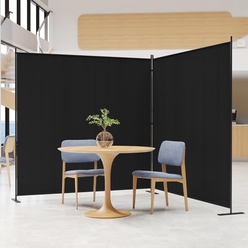 Image of C-Hopetree 2 Panels Room Divider, 6 Ft Tall Indoor Folding Privacy Screen, Portable Partition Separator, Freestanding Separation Temporary Wall for Office, Bedroom, 142 inch W X 71 inch H, Black