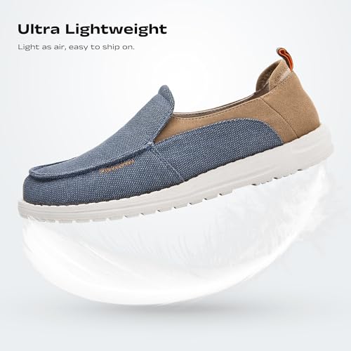 Image of Men's Canvas Loafers, Slip On Casual Shoes | Hands Free, Lightweight, Comfortable, Breathable Upper, Walking Shoes, Stretch, Travel, Vacation, Everyday Wear