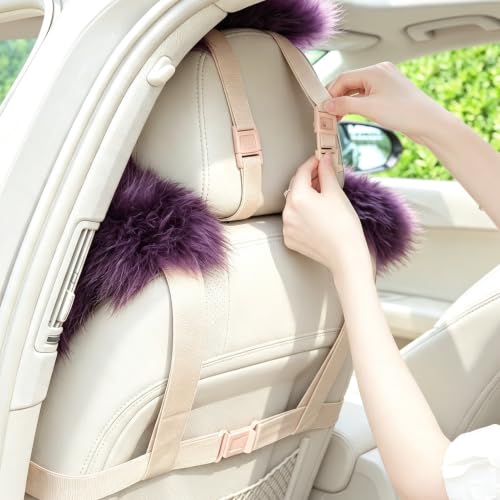 Image of OGLAND Fluffy Sheepskin Car Seat Cover for Soft Auto Fur Pet Cushion Pad