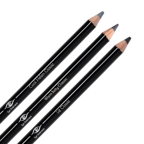 Eye Embrace Classics 3-Pack Gray Wooden Eyebrow Pencils Bundle - Cool Helen, Warm Betty, And Liz (Waterproof, Double-Ended Pencil With Sharpener & Spoolie Brush, Cruelty-Free) #TOP20
