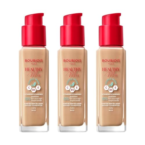 3 x Bourjois Healthy Mix Clean and Vegan Foundation 30ml - 54N Beige