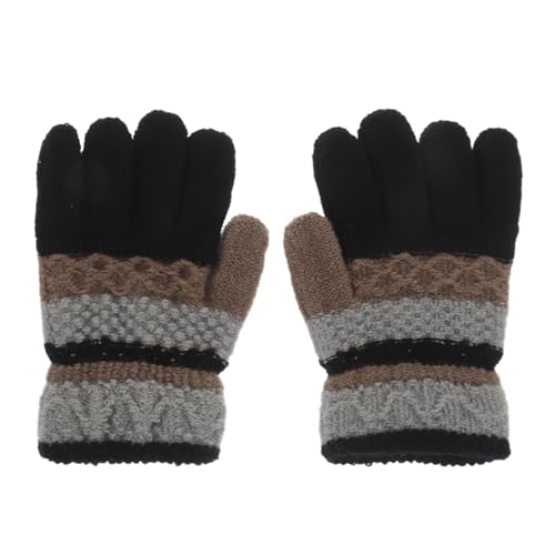 1 Pair Cozy Knitted Gloves for Cold Weather Winter Mittens with Separated Fingers for Active Cute Striped Design for and Activities