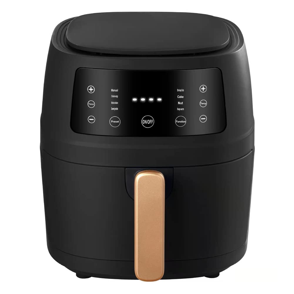 Freidora de Aire 5L de Gran Capacidad color negro con pantalla táctil LED