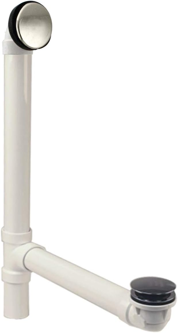 Illusionary 12 & 4 in. Schedule 40 PVC Bath Waste & Overflow with Tip-Toe Bath Drain in Polished Nickel