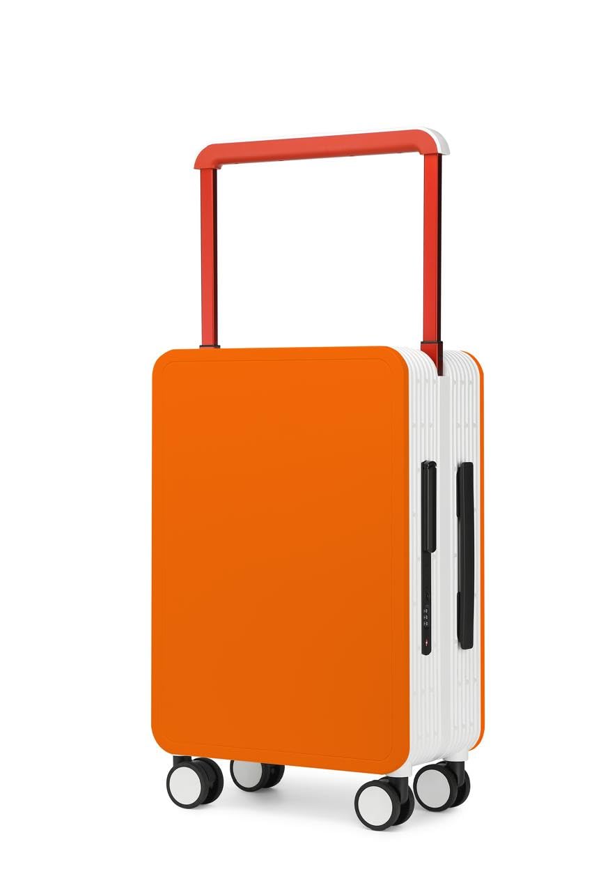 GenericPapelan Hardside Luggage Aluminium Titanium with Double Spinner Wheels, Carry-On 20-Inch, Quiet, Suitcase, Abs Hard Shell Luggage, Orange