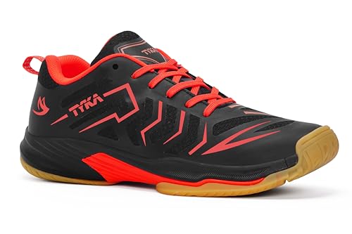 Image of TYKA Court Lite Lightweight Badminton Shoes for Men - Indoor Court Shoes with Superior Grip & Comfort Neon