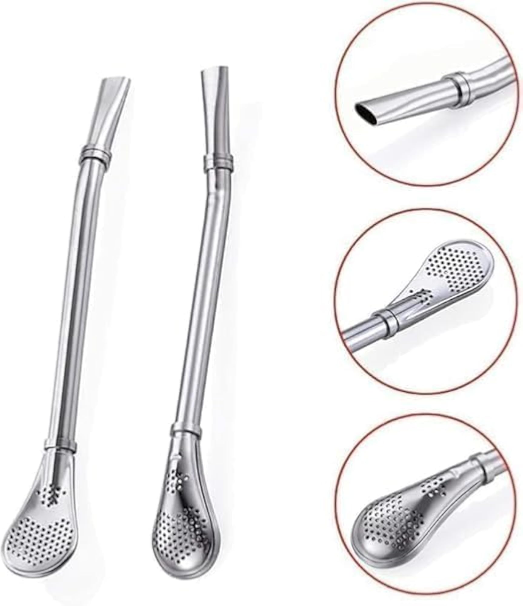 2 in 1 Multi-Function Stainless Steel Drinking Straws with Filter Spoon