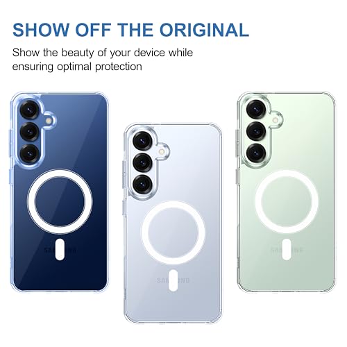 Image of CEDO Cover for Samsung Galaxy S25 (5G) | Compatible with MagSafe Wireless Charging | Designed with Magnetic Lock Shockproof Phone Bumper Transparent Back Case Cover (Transparent)