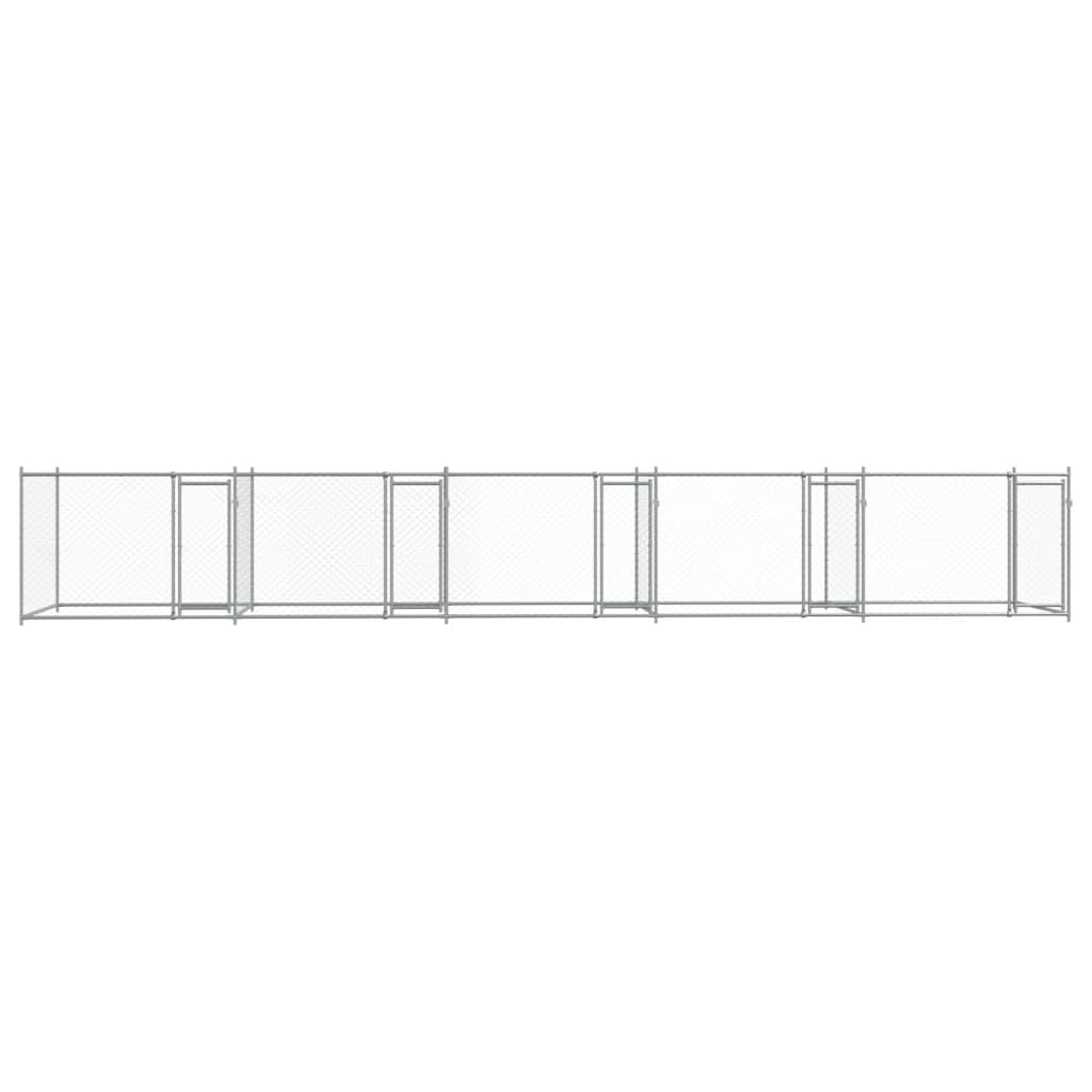 Perrera para perros con puertas gris de acero galvanizado 10 x 2 x 1,5 m, parque estable para perros y cachorros, barrera impermeable y protección en el jardín, ideal para entrenamiento y