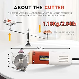 CGOLDENWALL Electric Rotary Fabric Cutter, Multi-layer Electric Rotary Cutter for Fabric, 0.86" Cutting Thickness, Carpet Cutter Heavy Duty 2.5LB, with Replacement Blades, Sharpening Stones 110V